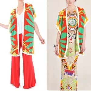 Mara Hoffman Sunrise Print Poncho Poncho Sweater Ruana Palm Leaf Boho